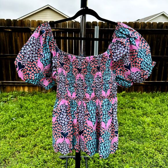 Simply Southern Pink and Blue Patterned Blouse - Picture 1 of 4
